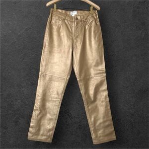 Hugo Buscati Gold Metalic Leather Pants‎ Size 10P